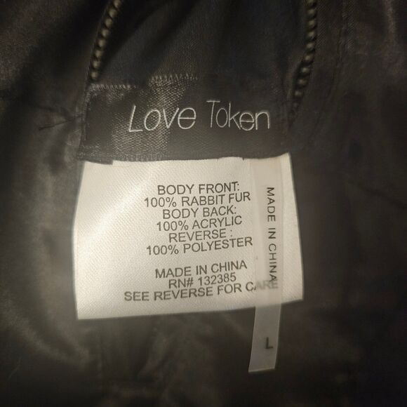 Love Token Hip Legnth Rabbit Fur Reversable Women's Size Large with Pockets - Picture 5 of 9